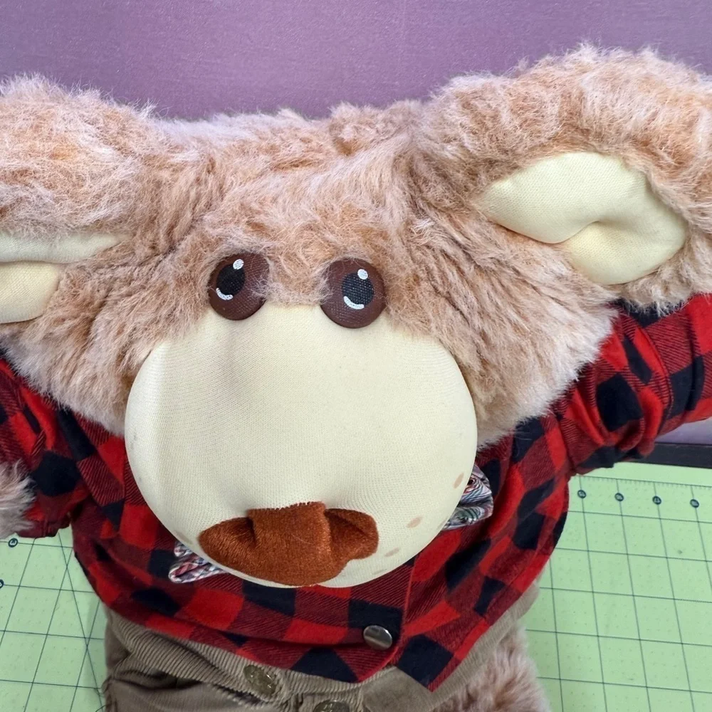 Vintage FURSKINS Red and Black Plaid Stuffed Teddy Bear